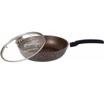 Сковорода Kukmara 260/60 мм, со съемной ручкой, стеклянной крышкой, АП кофейный мрамор смк26604а