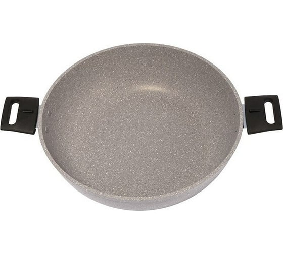 Сотейник Kukmara 300/85 мм, со стеклянной крышкой, АП светлый мрамор смс308а