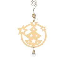 Подвеска в виде елочки Сноубум 12x2x23 см, металл/акрил, золото 376-773