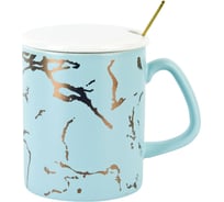 Кружка с крышкой и ложкой Nouvelle Голубой мрамор, 380 мл 1760174-3