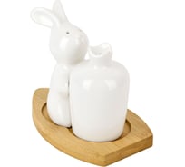 Набор для специй Nouvelle Naturel солонка, перечница на бамбуковой подставке, 11.5x7.5 см 2631086
