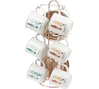 Чайный набор Nouvelle Перья 12 предметов, на 6 персон, на металлической подставке, 250 мл 1750171