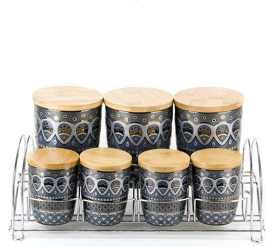 Набор банок для сыпучих продуктов Nouvelle Чайхана 7 шт на металической подставке 1120086 1