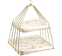 Блюдо-этажерка, фруктовница Nouvelle Белый мрамор, 34 см, 2 яруса 1180050