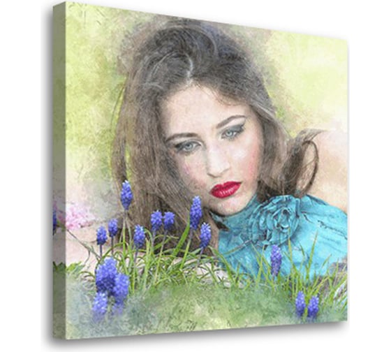 Постер Студия фотообоев Девушка и мускари 50x50 2327896
