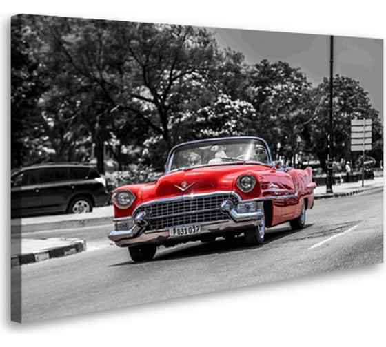 Постер Студия фотообоев Красная ретро машина 50x80 2128894