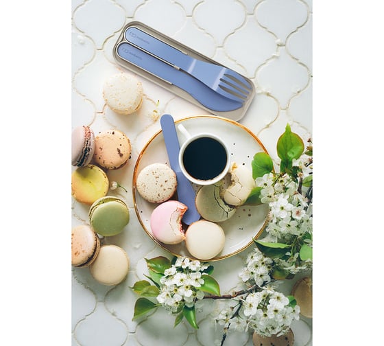 Набор из 3 столовых приборов в футляре Monbento MB Pocket color bleu infinity 24050028