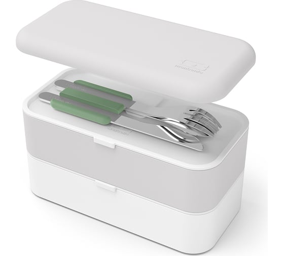 Набор из 3 столовых приборов в футляре Monbento MB Slim Box зеленый 50300044