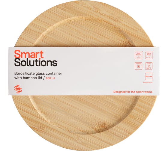 Контейнер для запекания и хранения Smart Solutions с крышкой из бамбука, 950 мл LBA950RD