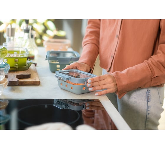 Контейнер для запекания, хранения и переноски продуктов Smart Solutions в чехле 1050 мл, синий ID1050RC_5415C