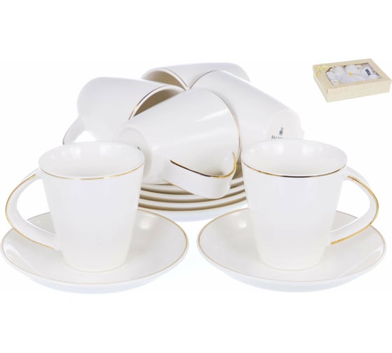 Кофейный набор Balsford NEW BONE CHINA (12) 6 чашек 90 мл + 6 блюдец, подарочная упаковка 101-01036