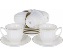 Кофейный набор Balsford NEW BONE CHINA (12) 6 чашек 100 мл + 6 блюдец, подарочная упаковка 101-01009
