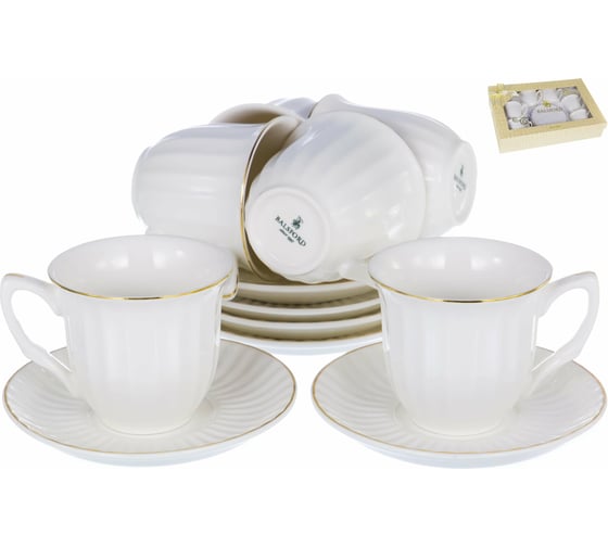 Кофейный набор Balsford NEW BONE CHINA (12) 6 чашек 100 мл + 6 блюдец, подарочная упаковка 101-01009