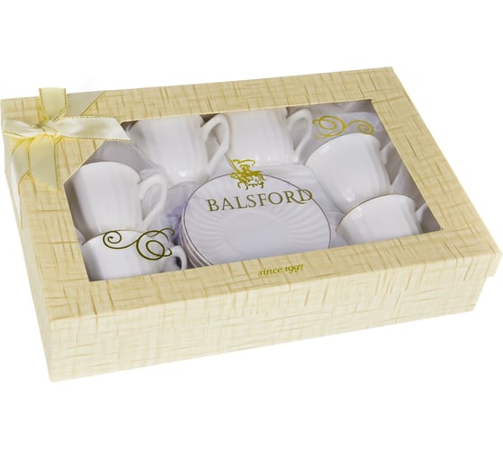 Кофейный набор Balsford NEW BONE CHINA (12) 6 чашек 100 мл + 6 блюдец, подарочная упаковка 101-01009