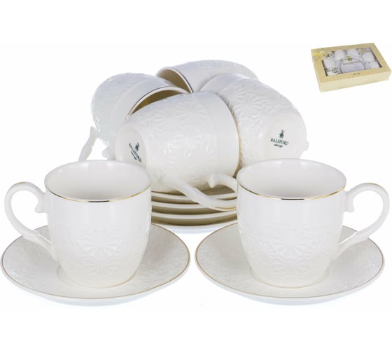 Кофейный набор Balsford NEW BONE CHINA (12) 6 чашек 100 мл + 6 блюдец, подарочная упаковка 101-01008