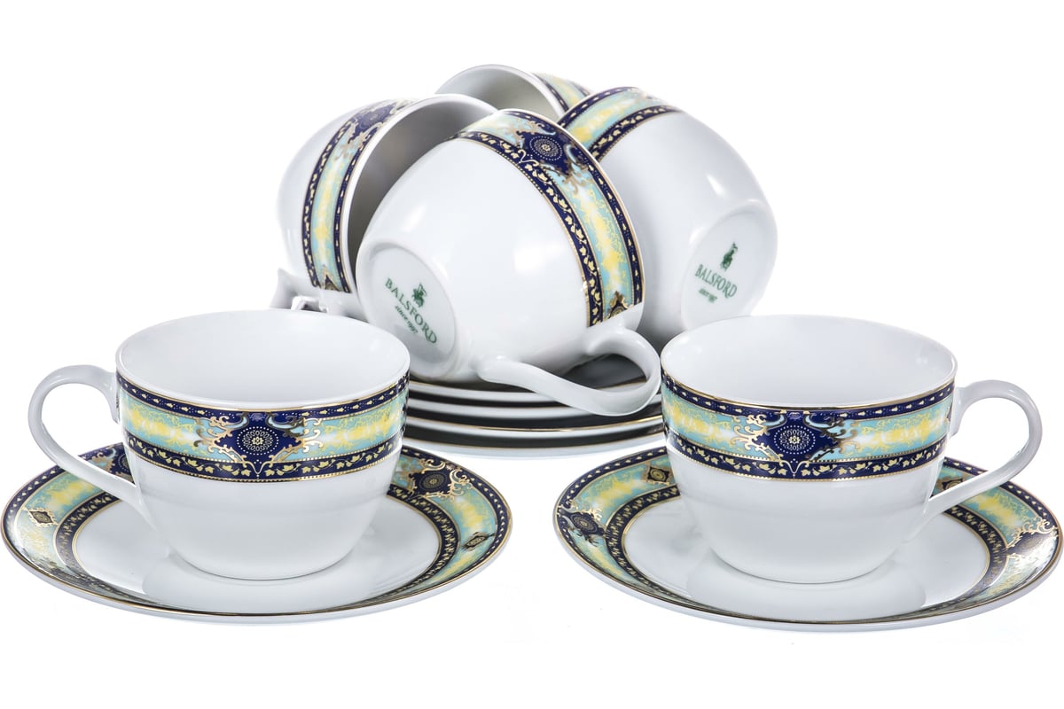 Чайный набор Balsford SUPERWHITE PORCELAIN (12) 6 чашек 220 мл + 6 ...