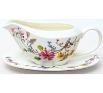 Соусник Balsford NEW BONE CHINA 400 мл с блюдцем 200 мм, цветочный орнамент, цветная упаковка 104-03101