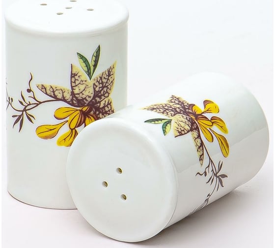 Набор для специй Balsford NEW BONE CHINA солонка + перечница, 80 мм, цветочный орнамент, цветная упаковка 104-03103