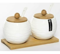 Набор из двух банок для сыпучих продуктов Balsford 350 мл с ложками на подставке, цветная упаковка 194-48019