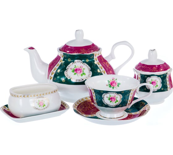 Чайный набор Balsford NEW BONE CHINA (16) 6 чашек 250 мл + 6 блюдец + чайник 1200 мл + сахарница 350 мл + подставка для чайных пакетов + блюдо для лимона 122-05020