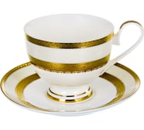 Чайный набор Balsford NEW BONE CHINA (2) чашка 230 мл + блюдце, золотой орнамент, подарочная упаковка PVC 125-14007