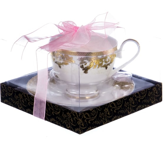 Чайный набор Balsford NEW BONE CHINA (2) чашка 230 мл + блюдце, золотой орнамент, подарочная упаковка PVC 125-14009