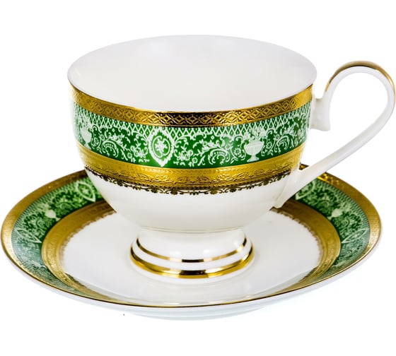 Чайный набор Balsford NEW BONE CHINA (2) чашка 230 мл + блюдце, золотой орнамент, подарочная упаковка PVC 125-14010