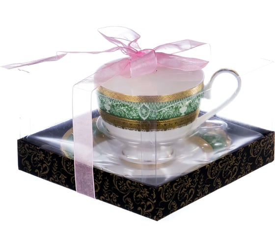 Чайный набор Balsford NEW BONE CHINA (2) чашка 230 мл + блюдце, золотой орнамент, подарочная упаковка PVC 125-14010