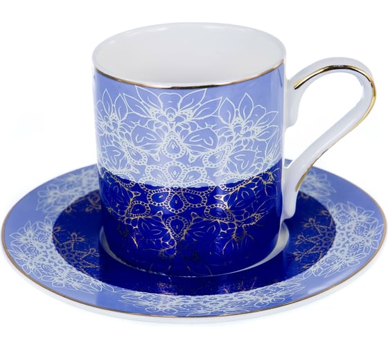 Кофейный набор Balsford (12) 6 чашек 100мл + 6 блюдец, NEW BONE CHINA, восточный с золотом, прямоугольная подарочная упаковка с окном и бантом 146-30003