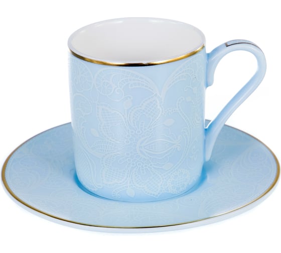 Кофейный набор Balsford NEW BONE CHINA (12) 6 чашек 100 мл + 6 блюдец, восточный с золотом, прямоугольная подарочная упаковка с окном и бантом 146-30011