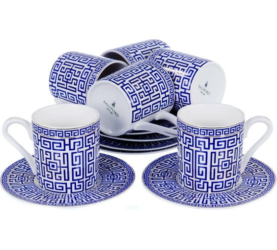 Кофейный набор Balsford NEW BONE CHINA (12) 6 чашек 100 мл + 6 блюдец, восточный с золотом, прямоугольная подарочная упаковка с окном и бантом 146-30012 1