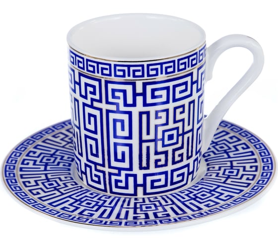 Кофейный набор Balsford NEW BONE CHINA (12) 6 чашек 100 мл + 6 блюдец, восточный с золотом, прямоугольная подарочная упаковка с окном и бантом 146-30012