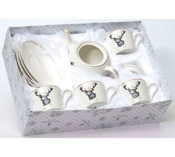 Чайный набор Balsford NEW BONE CHINA (9) 4 чашки + 4 блюдца + чайник, подарочная упаковка 166-05002