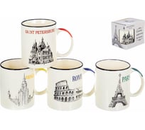 Кружка Balsford NEW BONE CHINA 340 мл, микс 4 декора, подарочная упаковка 137-09002