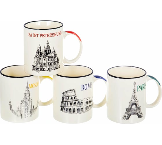 Кружка Balsford NEW BONE CHINA 340 мл, микс 4 декора, подарочная упаковка 137-09002