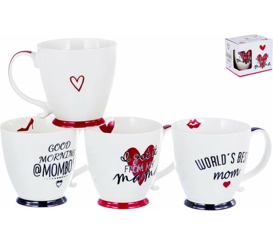 Кружка Balsford NEW BONE CHINA 370 мл, микс 4 декора, подарочная упаковка 137-09006