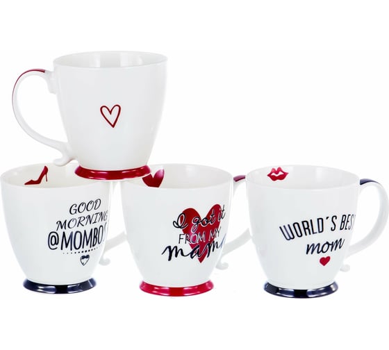 Кружка Balsford NEW BONE CHINA 370 мл, микс 4 декора, подарочная упаковка 137-09006