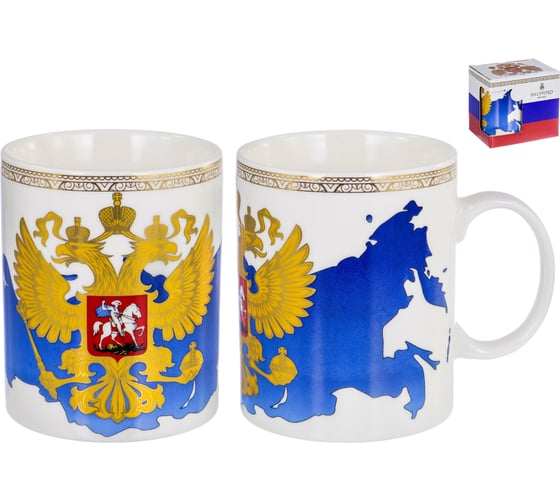 Кружка Balsford NEW BONE CHINA 350 мл национальная символика с золотом, подарочная упаковка 138-09001