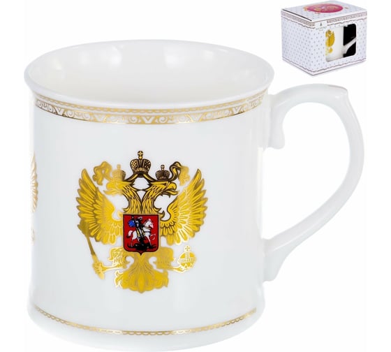 Кружка Balsford NEW BONE CHINA 400 мл, национальная символика с золотом, подарочная упаковка 138-09004