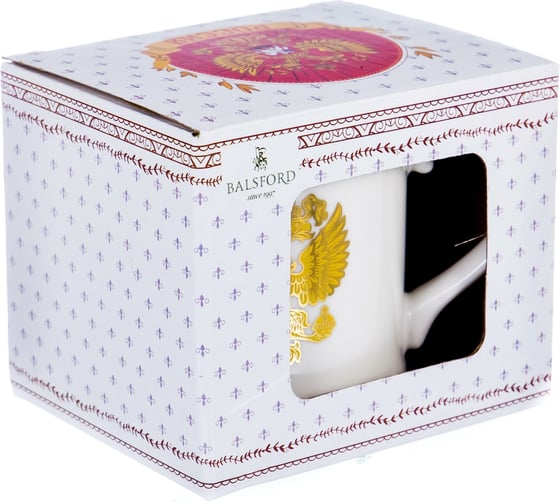 Кружка Balsford NEW BONE CHINA 400 мл, национальная символика с золотом, подарочная упаковка 138-09004