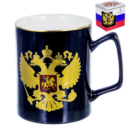Кружка Balsford NEW BONE CHINA 350 мл, национальная символика с золотом, подарочная упаковка 138-09009