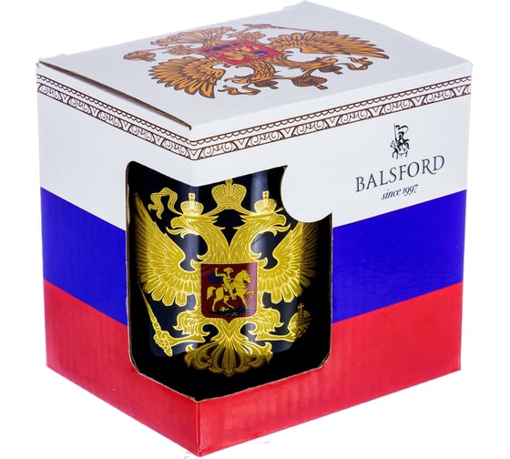 Кружка Balsford NEW BONE CHINA 350 мл, национальная символика с золотом, подарочная упаковка 138-09009