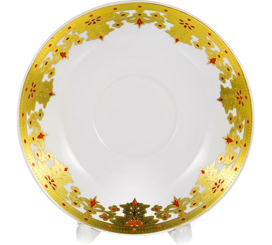 Чайный набор Balsford NEW BONE CHINA (4) 2 чашки 240 мл + 2 блюдца, цветной дизайн с золотом, подарочная упаковка 123-16009