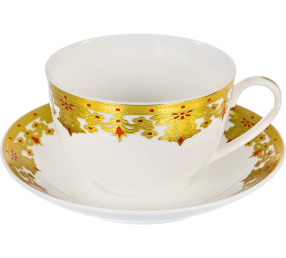Чайный набор Balsford NEW BONE CHINA (2) чашка 240 мл + блюдце, цветной дизайн с золотом, подарочная упаковка 123-16019