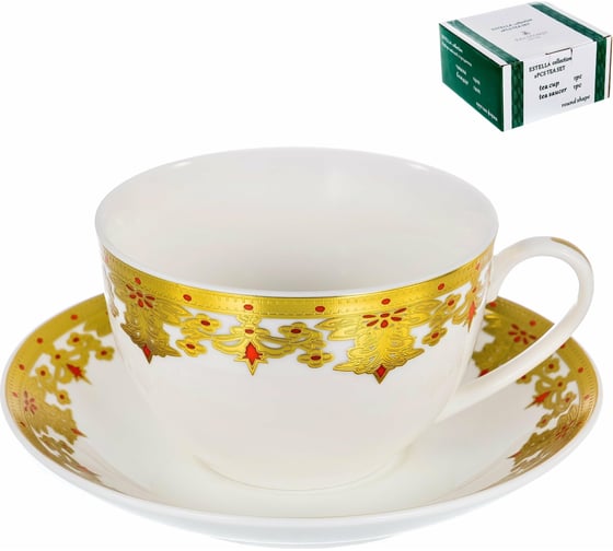 Чайный набор Balsford NEW BONE CHINA (2) чашка 240 мл + блюдце, цветной дизайн с золотом, подарочная упаковка 123-16019