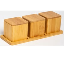 Набор для специй Olaff 3 банки, с крышками, на подставке, бамбук, цветная упаковка 204-50007 23552535