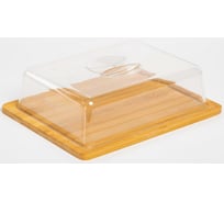 Масленка-сырница Olaff блюдо 270x200x80 мм, бамбук, с пластиковой крышкой, цветная упаковка 204-50013