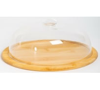 Масленка-сырница Olaff блюдо 200x200x140 мм, бамбук, со стеклянной крышкой, цветная упаковка 204-50014