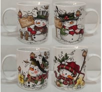 Кружка Olaff NEW BONE CHINA 350 мл, 6 шт в упаковке, микс 4 декора, упаковка - гофрокороб 221-08051