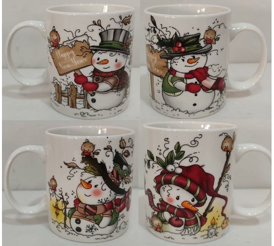 Кружка Olaff NEW BONE CHINA 350 мл, 6 шт в упаковке, микс 4 декора, упаковка - гофрокороб 221-08051 1